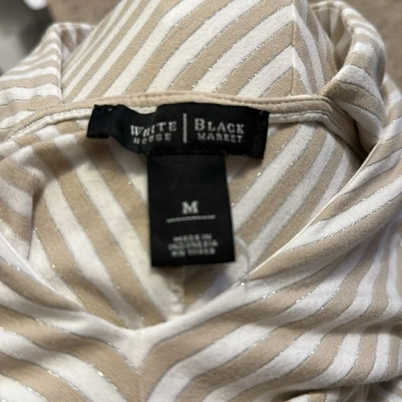 White House Black Market sleeveless stripe blouse in cream and tan - Picture 8 of 8